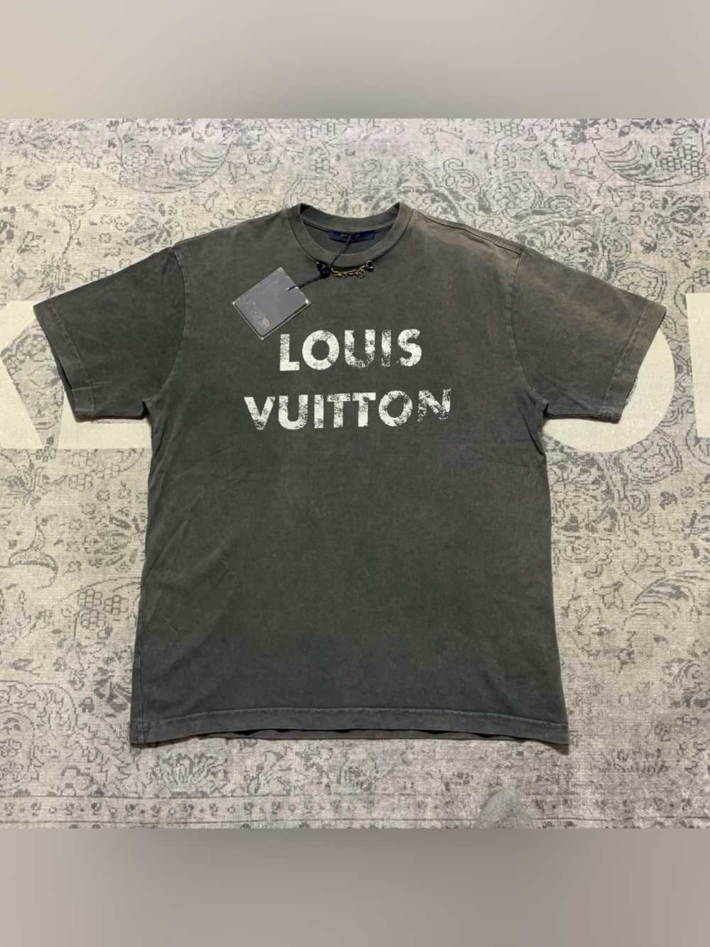 Louis Vuitton Men's Charcoal Logo Short Sleeve Tee